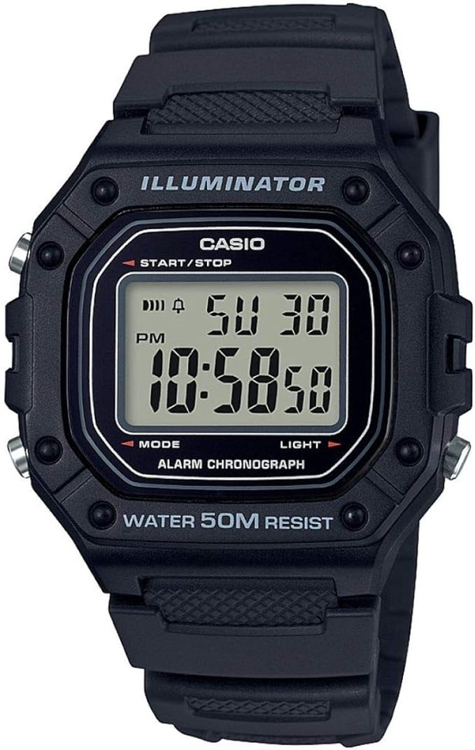 Casio Mens Digital Sports Watch - Black Resin - W-218H-1AVEF