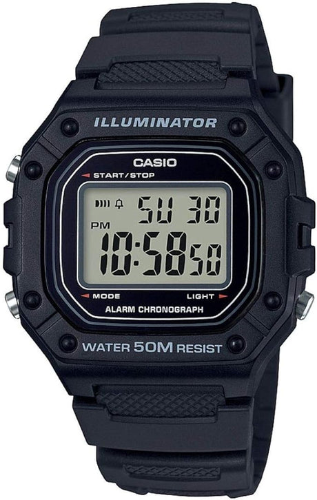 Casio Mens Digital Sports Watch - Black Resin - W-218H-1AVEF
