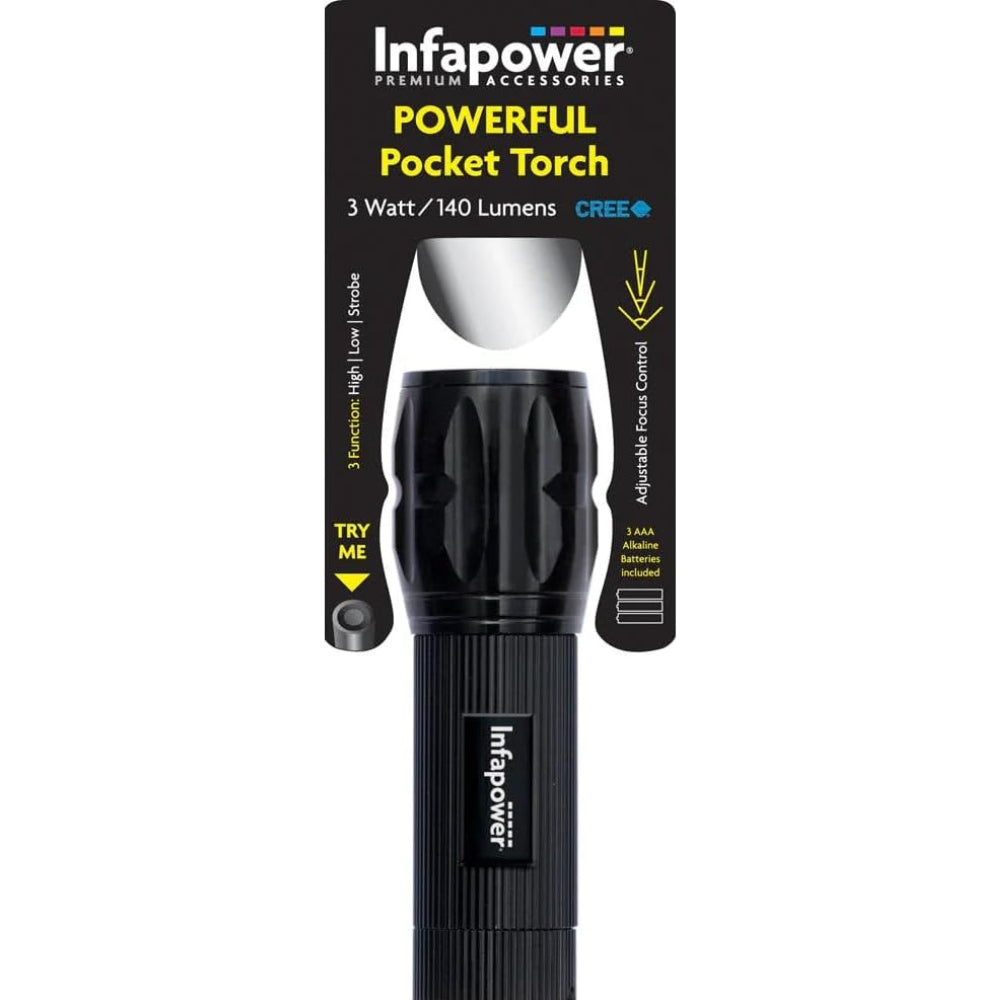 Infapower F011 3 Watt Powerful Pocket Torch, Black