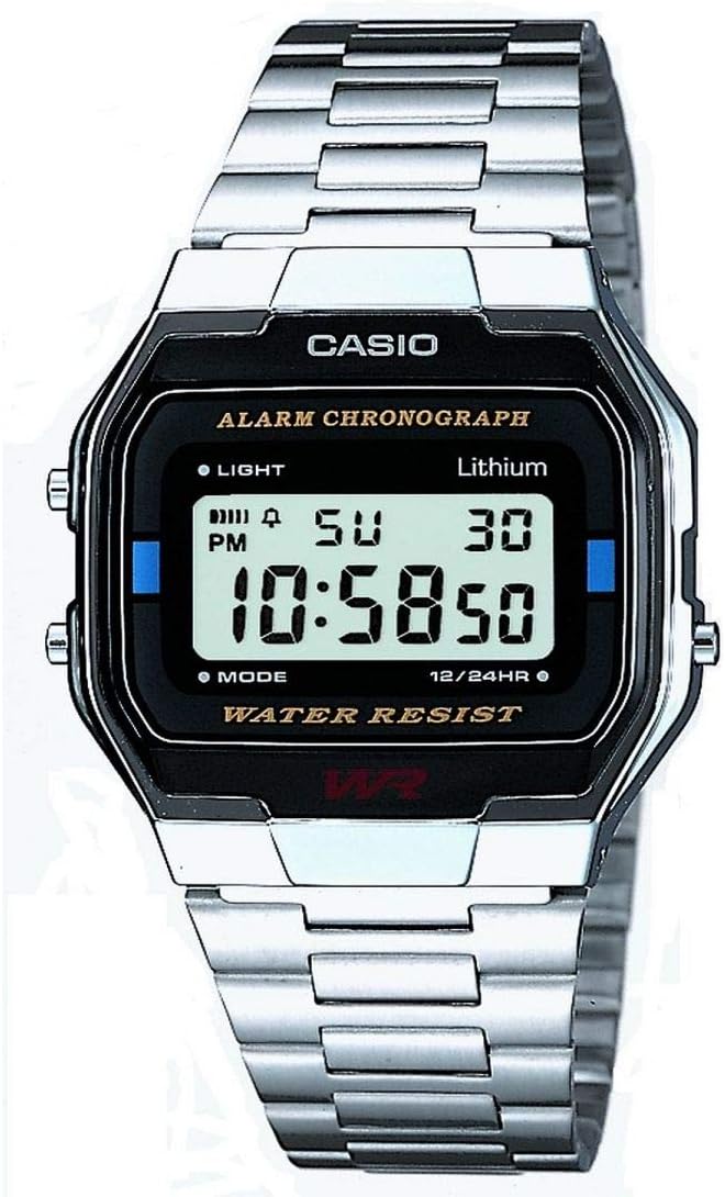 Casio Classic Digital Watch, Silver - A163WA-1QES