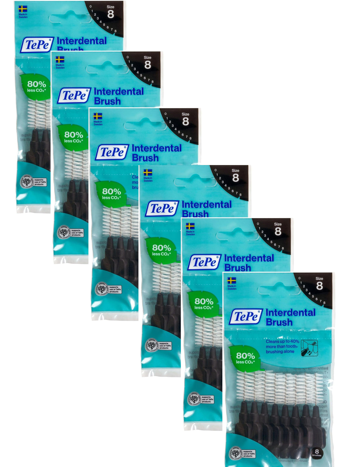 TePe Black 1.5mm 6 Packets of 8 - (48 Brushes) Bundle