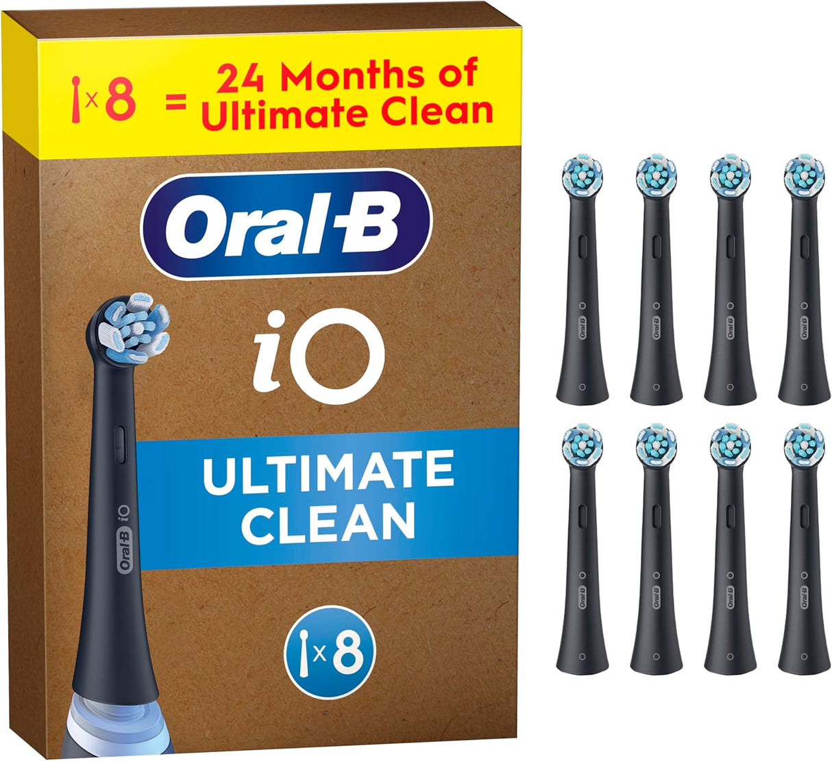Oral-B iO Ultimate Clean Electric Toothbrush Heads Black - 8 Pack
