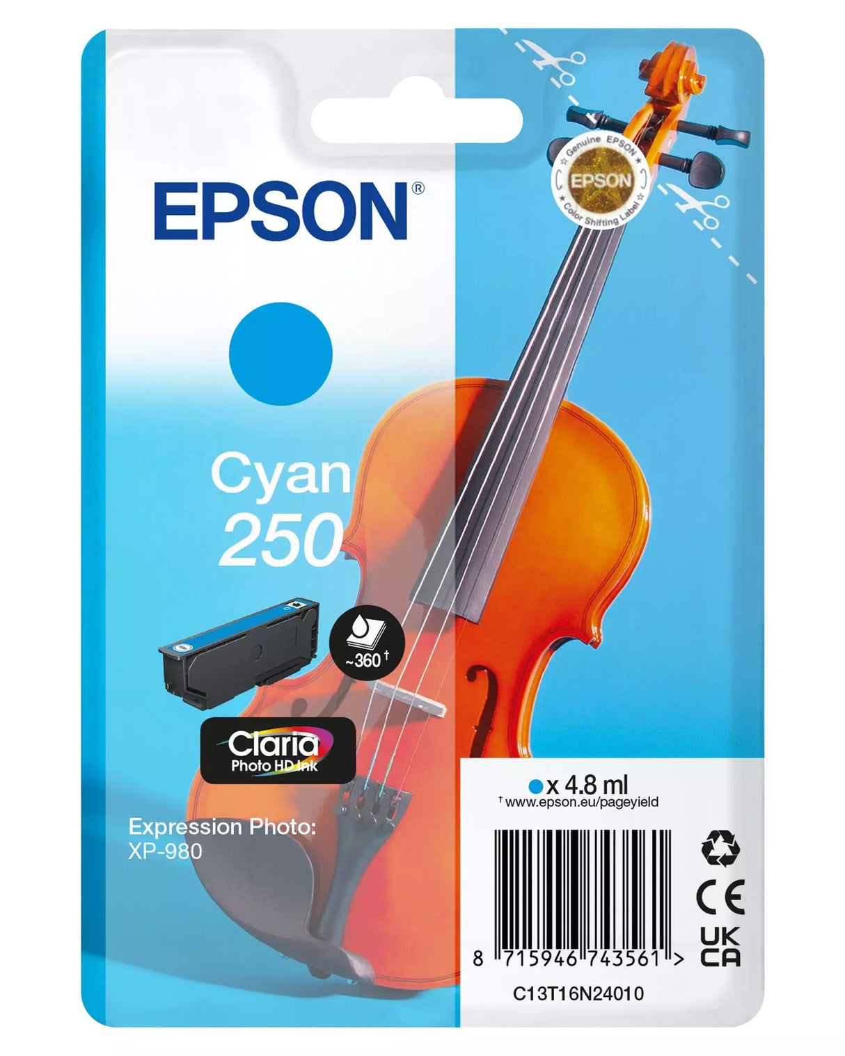 Epson 250 Violin Cyan Ink Cartridge