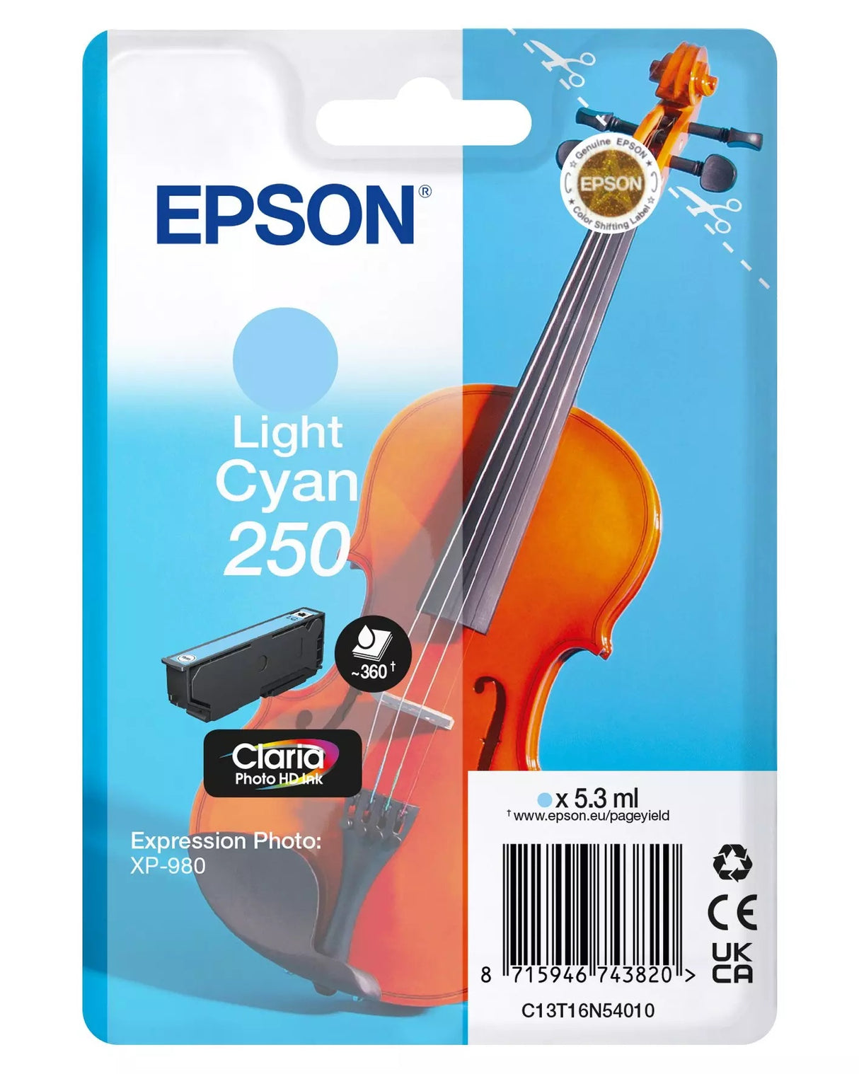 Epson 250 Violin Light Cyan Ink Cartridge