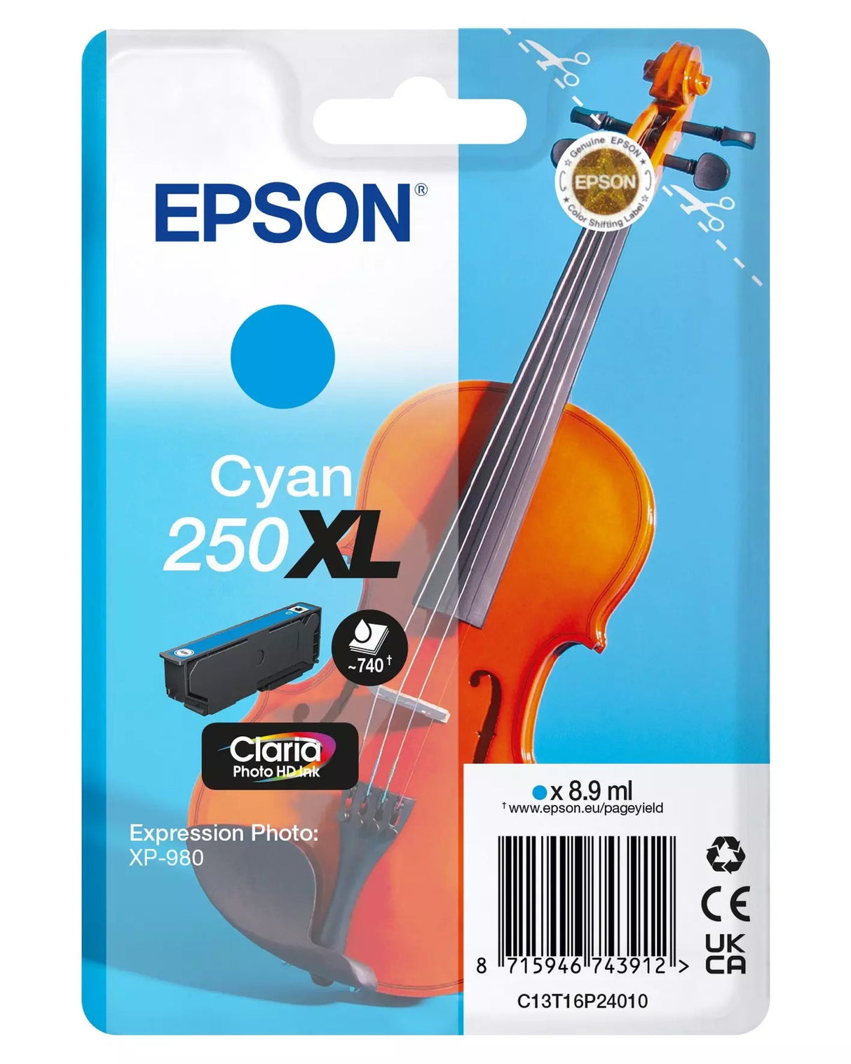 Epson 250XL Violin Cyan Ink Cartridge