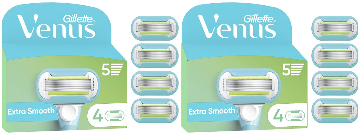 Gillette Venus Extra Smooth Razor Blades - 8 Piece Bundle (2 Packs of 4)