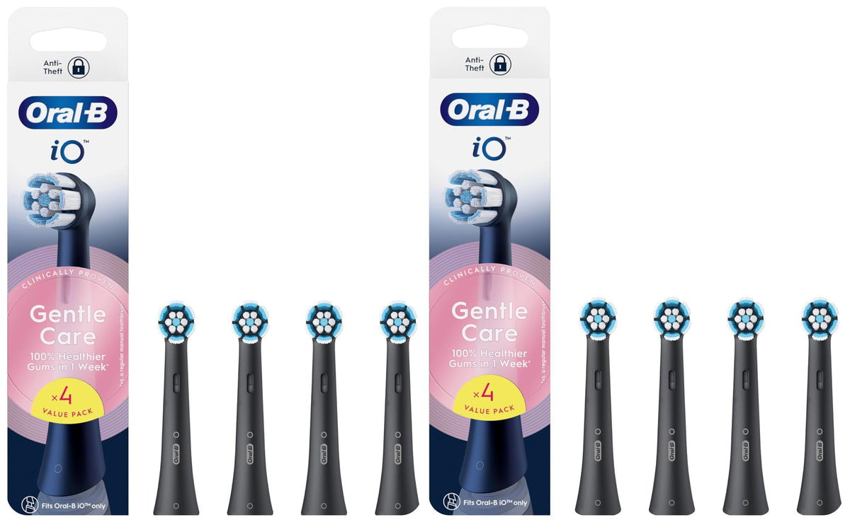 Oral-B iO Gentle Care Toothbrush Heads, Black - 8 Pack (2 Packs of 4)