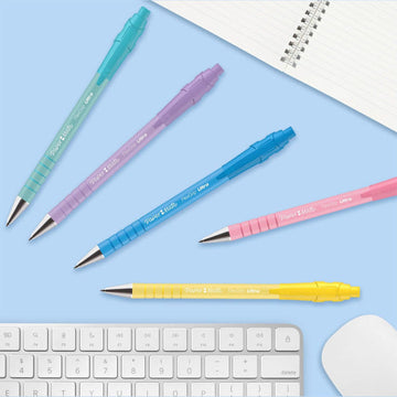Paper Mate FlexGrip Ultra Pastel Ballpoint Pens, Medium 1.0mm Tip, Black Ink, Pack of 5 (21529344)