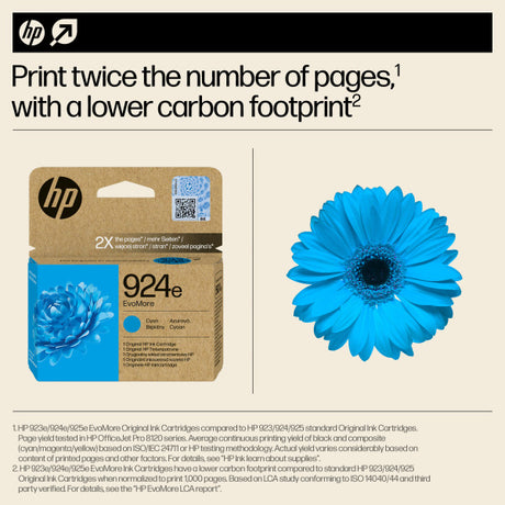 HP 924e EvoMore Cyan Ink Cartridge - 4K0U7NE