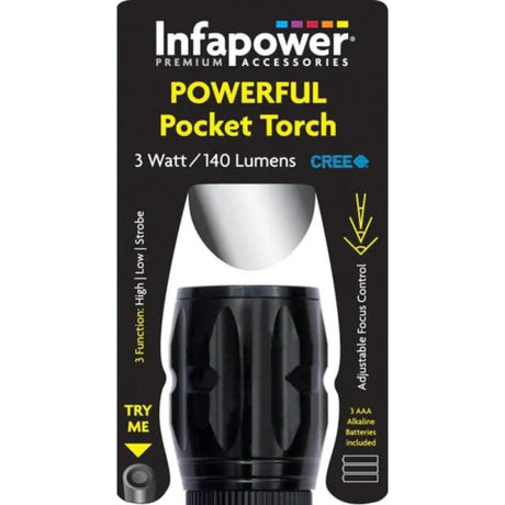 Infapower F011 3 Watt Powerful Pocket Torch, Black