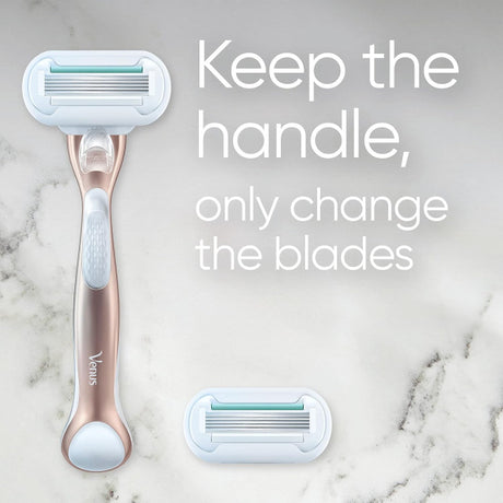 Gillette Venus Deluxe Smooth Sensitive Women's Razor + 1 Blade Refill with Rose Gold Metal Handle