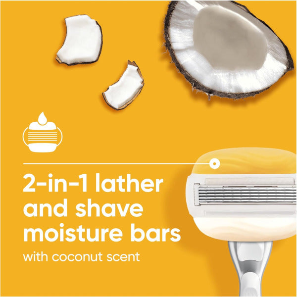 Gillette Venus ComfortGlide Coconut with Olay Women's Razor + 3 Razor Blade Refills, Lubrastrip with A Touch of Vitamin E