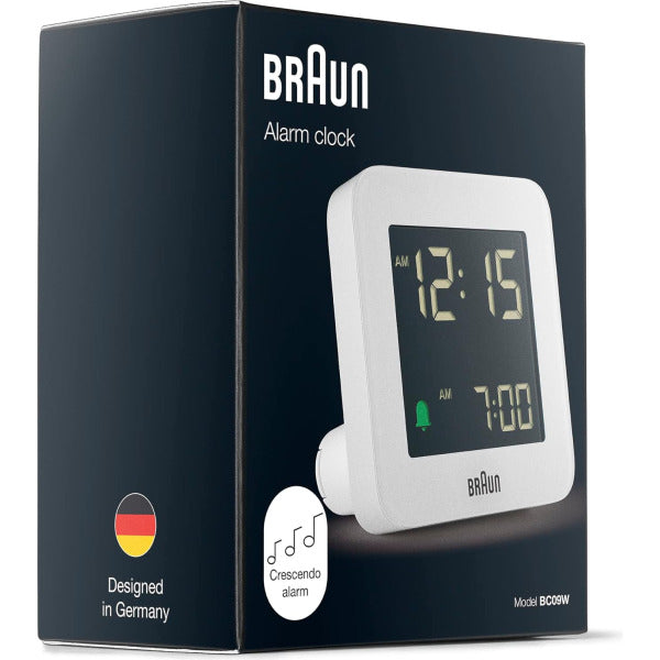 Braun Digital Alarm Clock with Snooze , White - BC09W