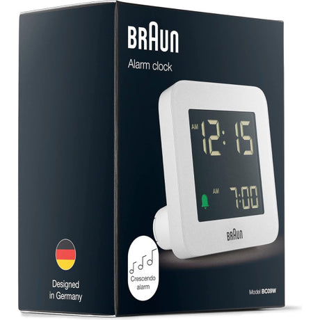 Braun Digital Alarm Clock with Snooze , White - BC09W