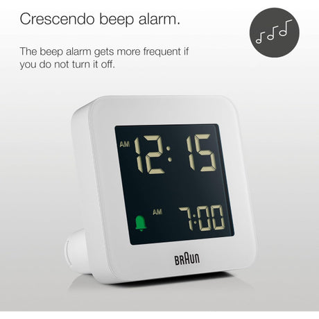 Braun Digital Alarm Clock with Snooze , White - BC09W