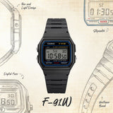 Casio F-91W Digital Watch Black Resin Strap Alarm Stopwatch LED - F-91W-1YER