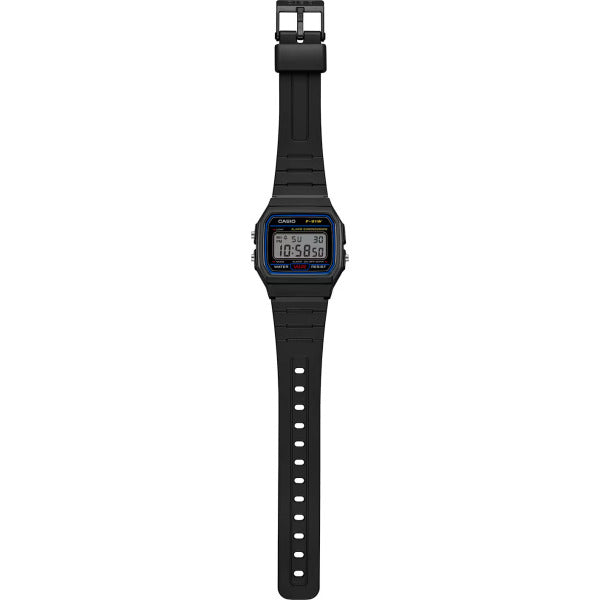 Casio F-91W Digital Watch Black Resin Strap Alarm Stopwatch LED - F-91W-1YER