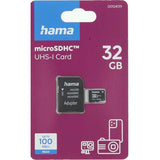 Hama 32GB microSDHC Memory Card, Class 10, 100MB/s, with SD Adapter - 124139
