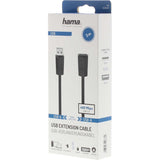 Hama USB-A to USB-A Extension Cable, USB 2.0, 3m, Black - 200620