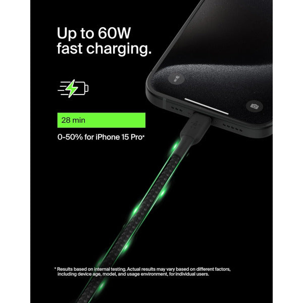 Belkin USB-C to USB-C Braided Charging and Data Cable - 1m Black - CAB004BT1MBK