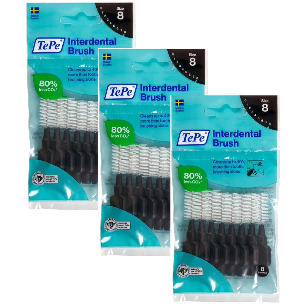 Tepe Packet TePe Black 1.5mm 3 Packets of 8 - (24 Brushes) Bundle – Crazy Kangaroo