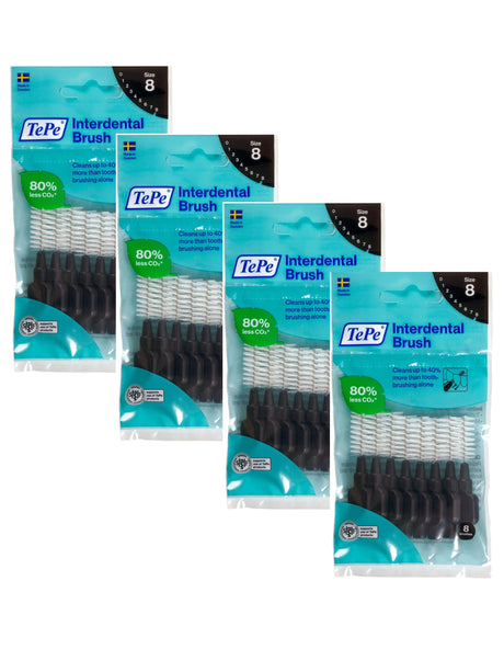 TePe Black 1.5mm 4 Packets of 8 - (32 Brushes) Bundle