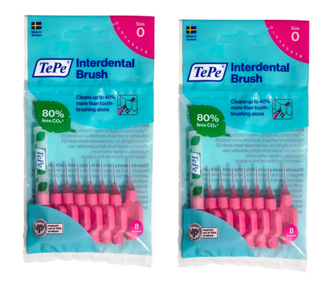 TePe Pink G2 Fine 0.4mm - 2 Packets of 8 - (16 Brushes) Bundle