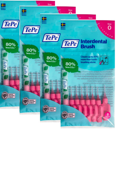 TePe Pink G2 Fine 0.4mm - 4 Packets of 8 - (32 Brushes) Bundle