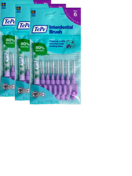 TePe Purple Large 1.10mm - 3 Packets of 8 - (24 Brushes) Bundle