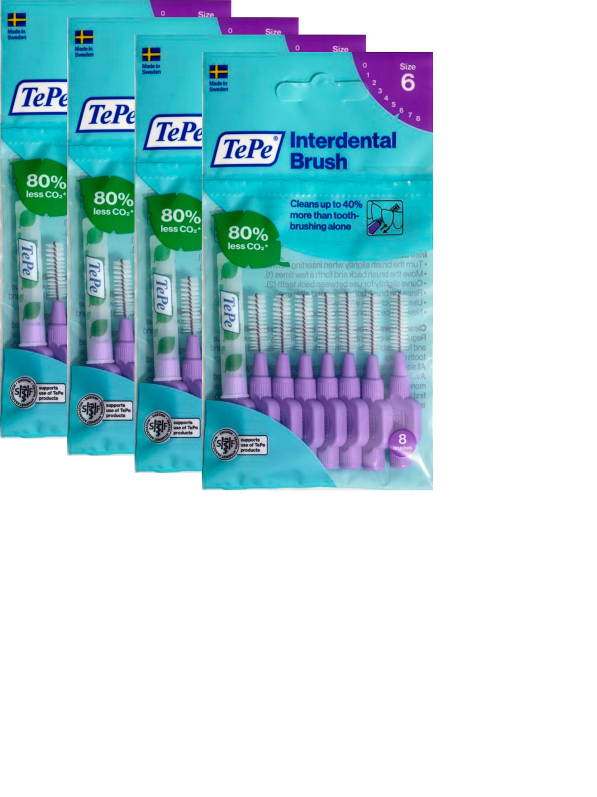 TePe Purple Large 1.10mm - 4 Packets of 8 - (32 Brushes) Bundle