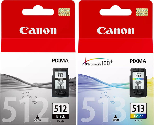 Canon PG-512 Black and CL-513 Colour Ink Cartridge Bundle Pack
