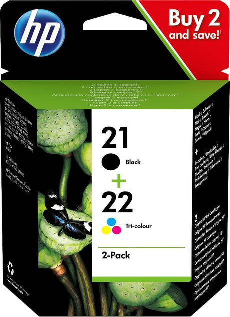 HP 21 Black and 22 Colour Ink Cartridge Combo Pack - SD367AE