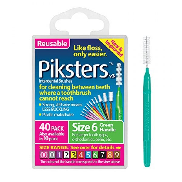 Piksters Interdental Brushes Green Size 6 - Pack of 40