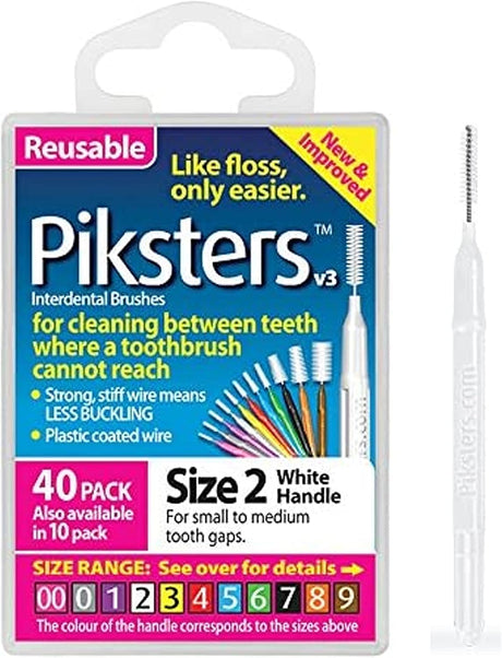 Piksters Interdental Brushes White Size 2 - Pack of 40