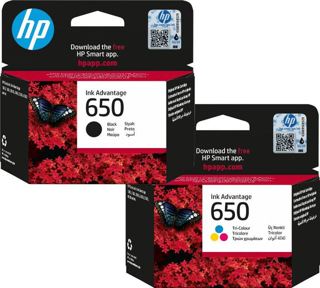 HP 650 Black and Colour Ink Cartridge Bundle Pack