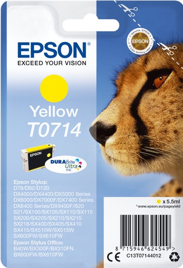 Epson T0714 Cheetah Yellow Ink Cartridge