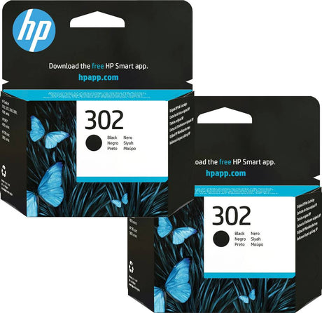 HP 302 Black Ink Cartridge Twin Pack