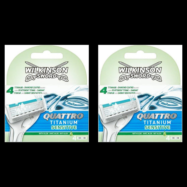 Wilkinson Quattro Titanium Sensitive - 8 Blades (2 Packs of 4)