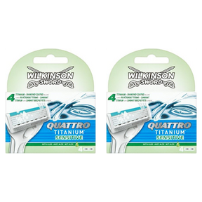 Wilkinson Quattro Titanium Sensitive - 8 Blades (2 Packs of 4)