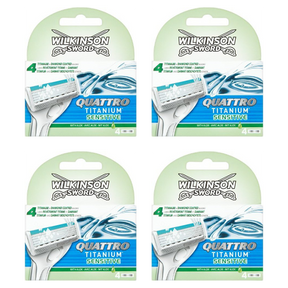 Wilkinson Quattro Titanium Sensitive - 16 Blades (4 Packs of 4)