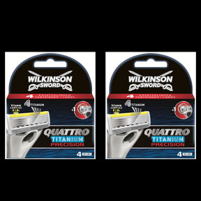Wilkinson Sword Quattro Titanium Precision Razor Blades - 2 Packs of 4