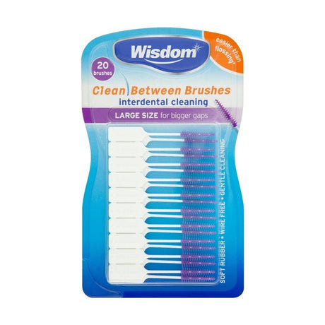 Wisdom Clean Between Interdental Brushes 20 Count Large Purple