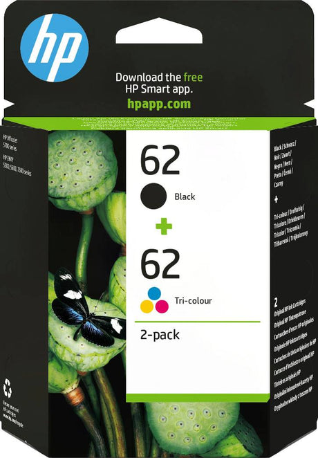 HP 62 Black and Colour Ink Cartridge Combo Pack - N9J71AE