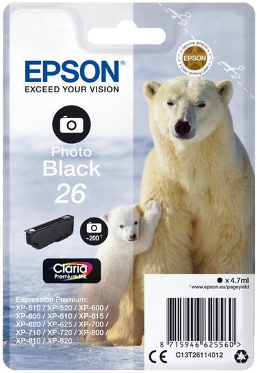 Epson 26 Polar Bear Photo Black Ink Cartridge