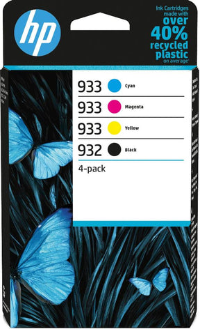 HP 932 Black and 933 Cyan Magenta Yellow Ink Cartridge Combo Pack - 6ZC71AE