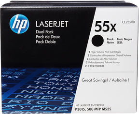 HP 55X 2-Pack High Yield Black Original LaserJet Toner Cartridges - CE255XD