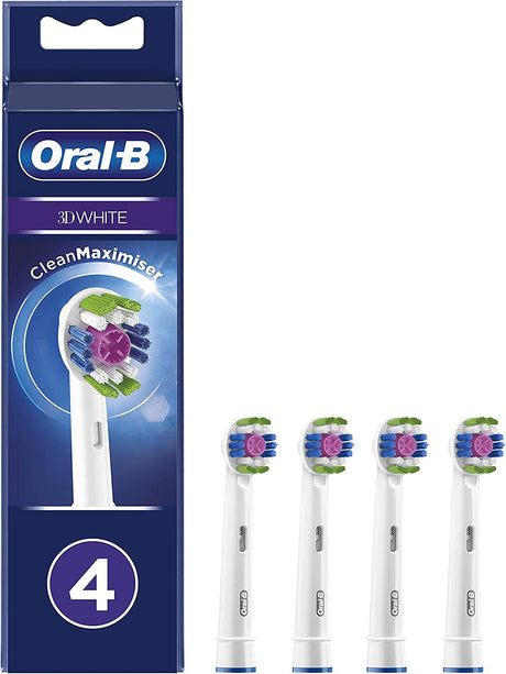 Oral-B 3D White Electric Toothbrush Heads with CleanMaximiser - 4 Pack