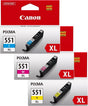Canon CLI-551XL Cyan Magenta Yellow Ink Cartridge Bundle Pack