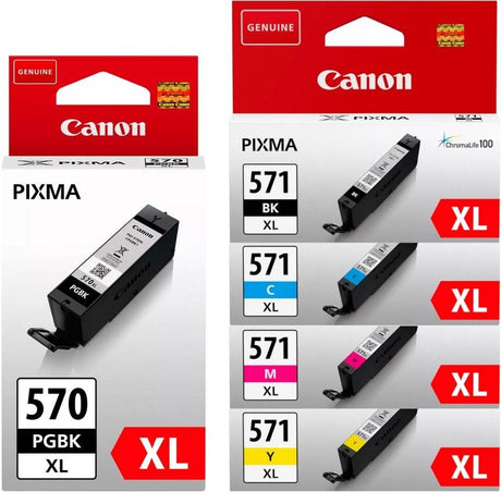 Canon PGI-570XL Black and CLI-571XL Black Cyan Magenta Yellow Bundle Pack