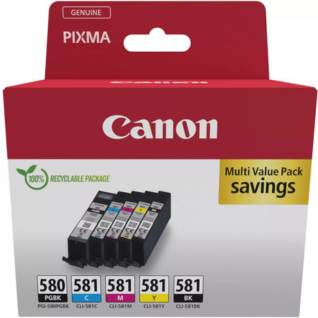 Canon PGI-580 Black and CLI-581 Colour Ink Cartridge Combo Pack - 2078C007